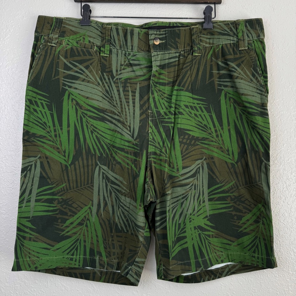 NEW King Size Big Tropical Palm Leaf Print Chino Shorts Green 44
